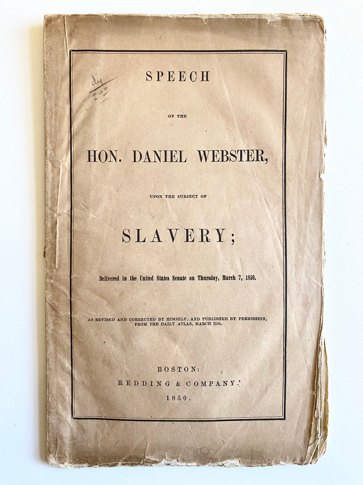 1850 DANIEL WEBSTER. Says "There Were Good People on Both Sides" of Slavery Issue.