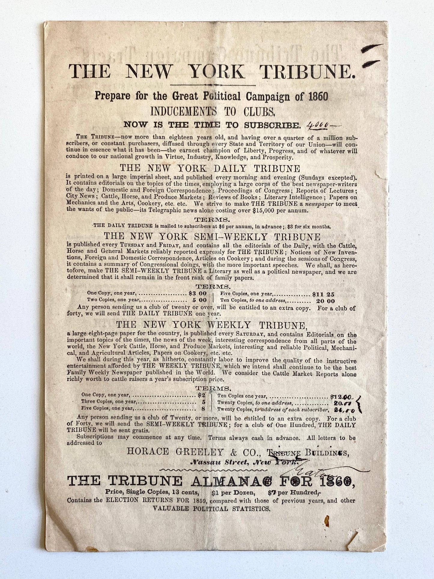 1860 SLAVERY & KANSAS. Wililam H. Seward Argues in Favor of Non-Slave Statehood for Kansas.