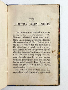 1850 MORAVIANS IN GREENLAND. Rare Near Miniature American Tract Society Missionary History