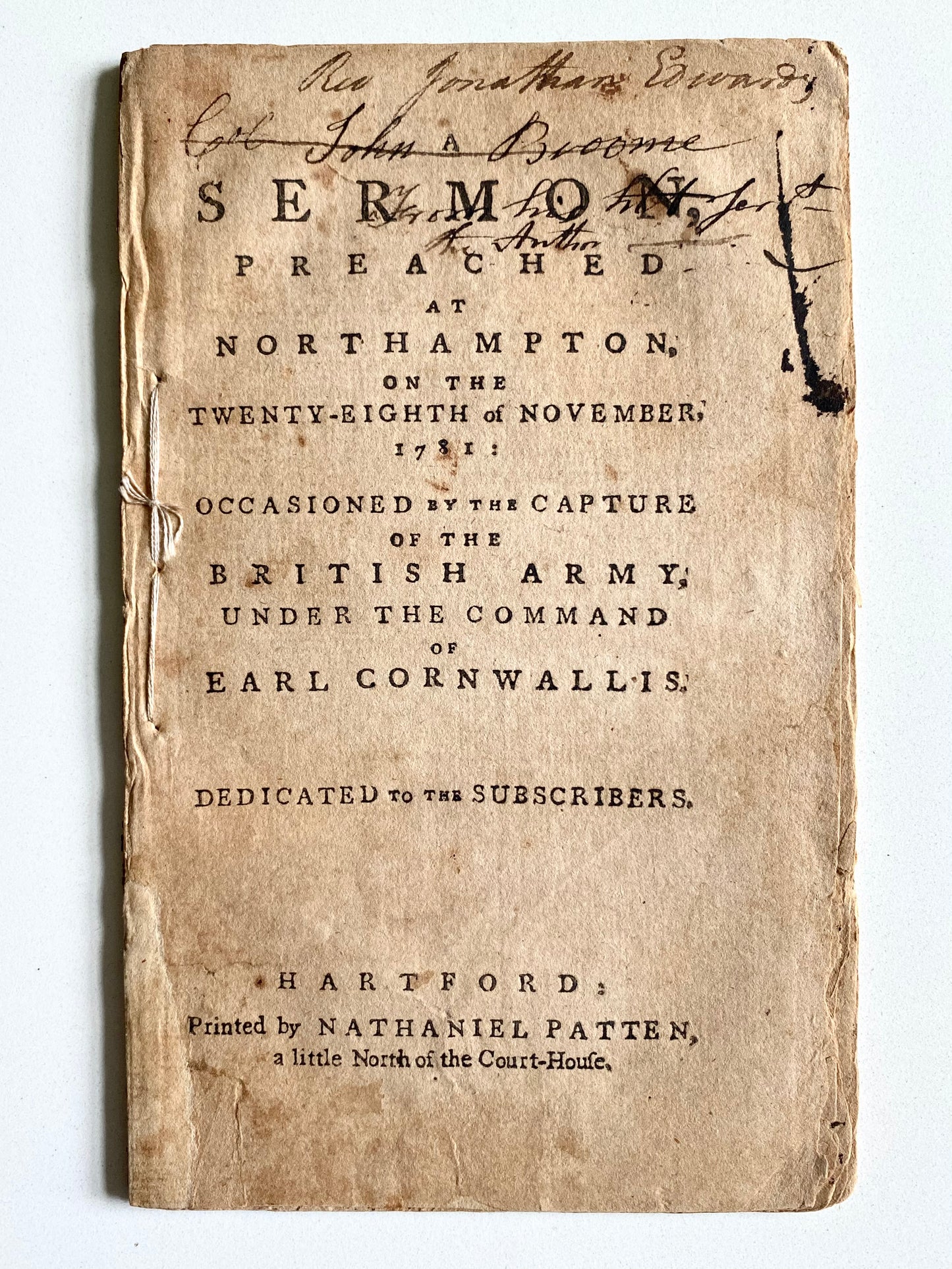 1781 TIMOTHY DWIGHT. Important Sermon on Separation of Church and State during American Revolution.