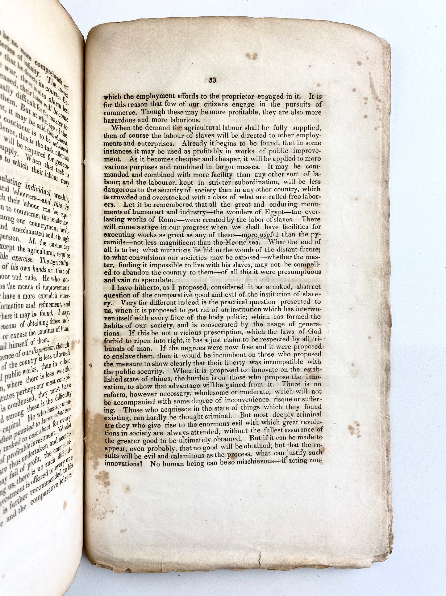 1838 SOUTH CAROLINA - SLAVERY. Exceptionally Scarce Pro-Slavery Tract by Confederate Senator.