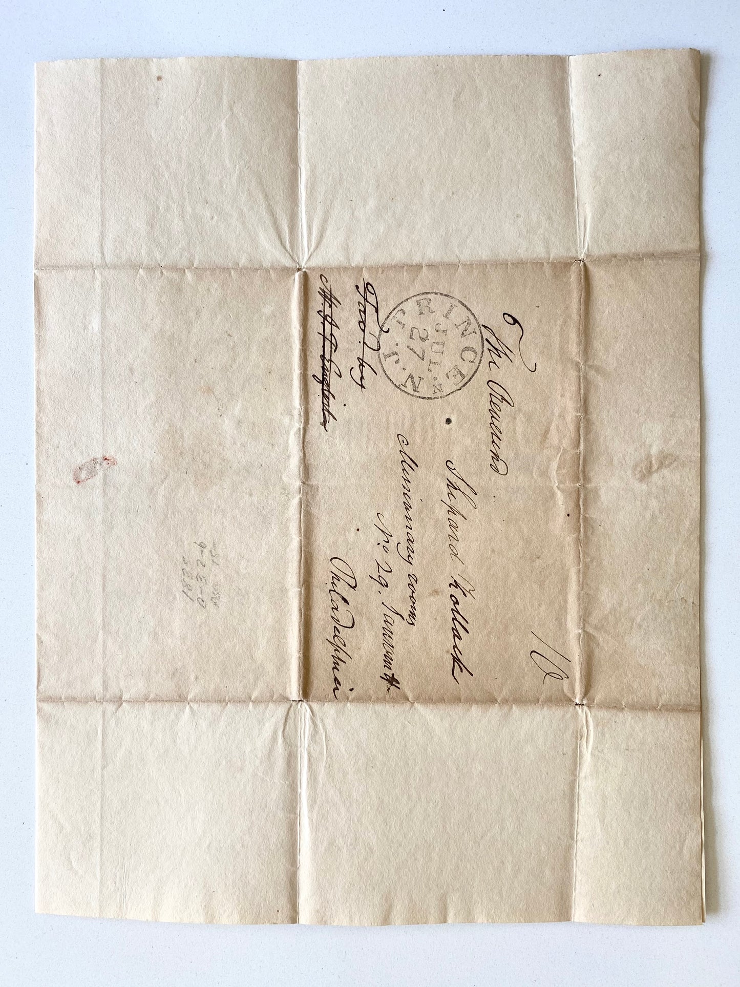 1835 ARCHIBALD ALEXANDER. Letter of Placement for a Young Princeton - Presbyterian Divine.