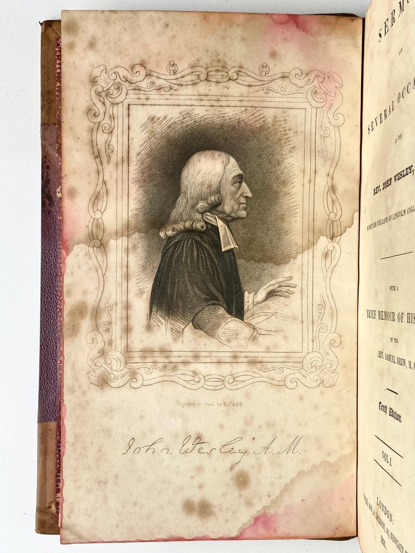 1832 JOHN WESLEY. Sermons on Several Occasions in Fine Half Leather. Very Attractive.