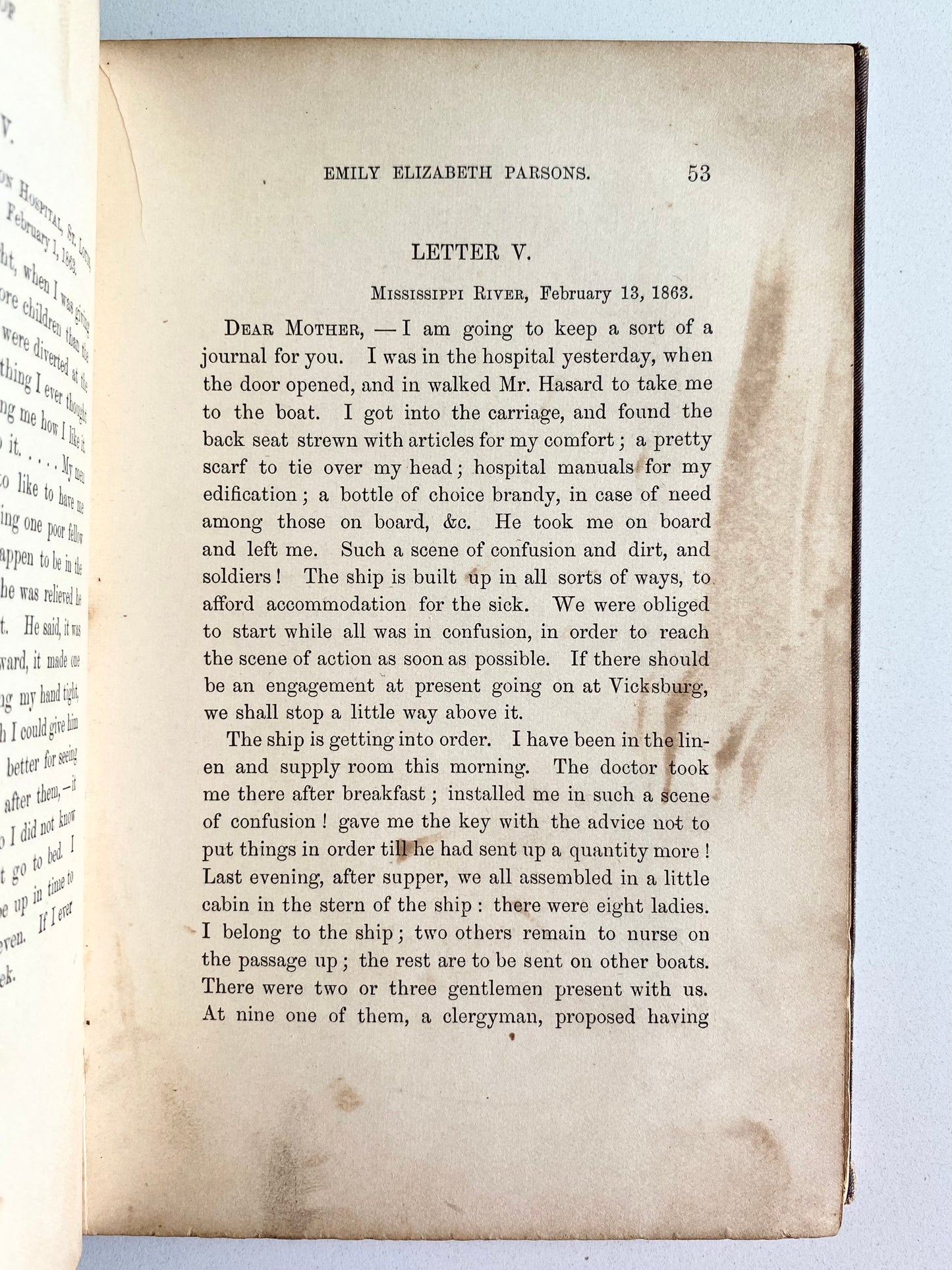 1880 CIVIL WAR NURSING. Memoir of Emily Elizabeth Parsons - Cambridge Hospital for Soldiers.