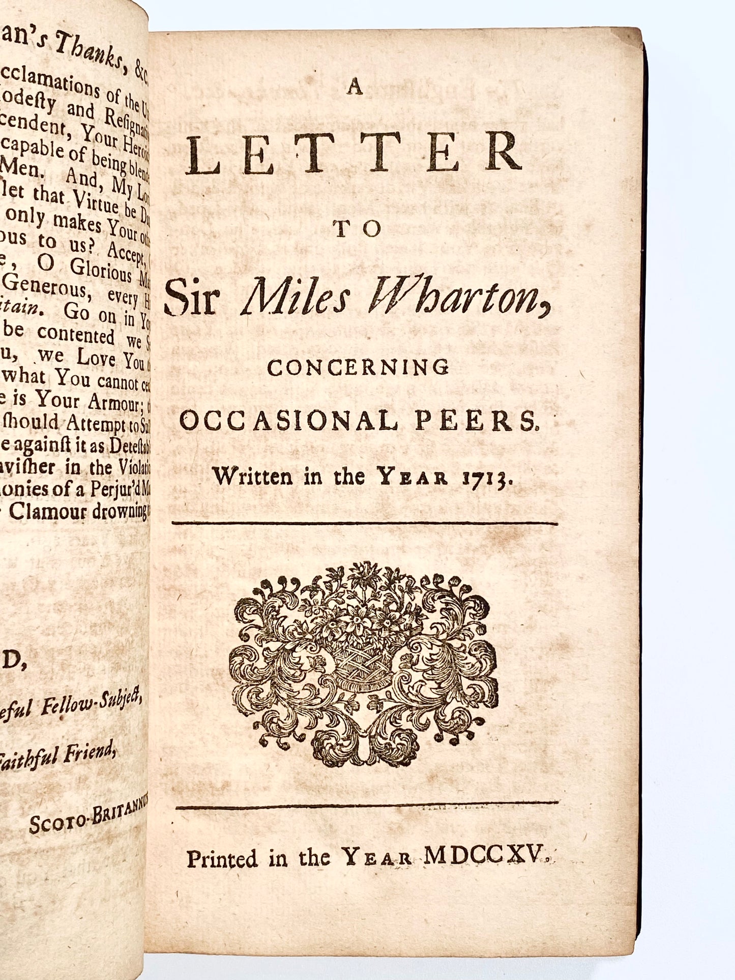 1715 SIR RICHARD STEELE. The Political Writings - First Edition. From Important Hawaii Book Collector.