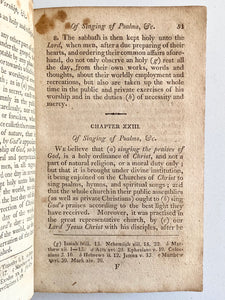1742/1810 BAPTIST CONFESSION. Rare Early American Edition of Baptist Confession of Faith w/Extras!