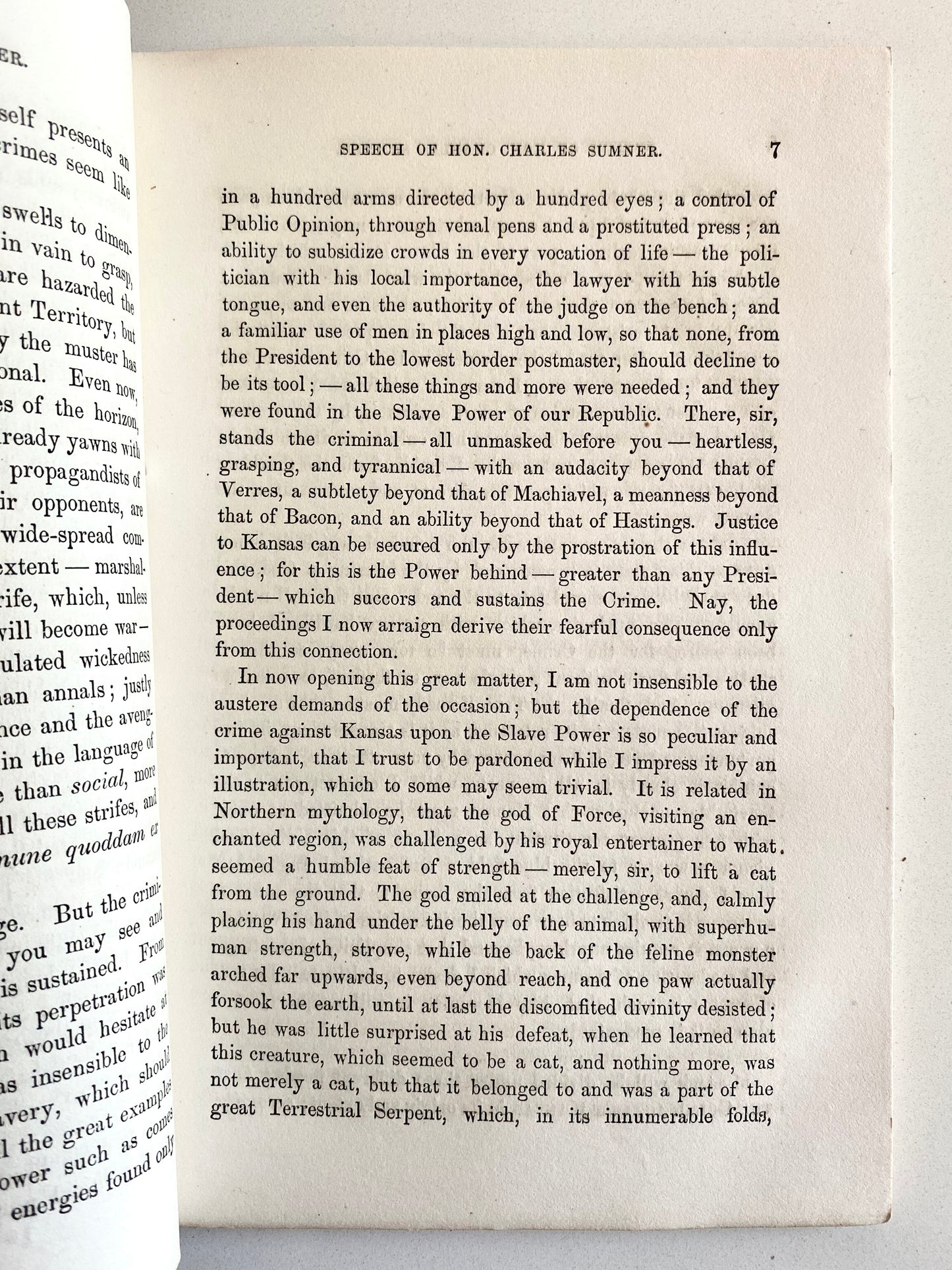 1856 SLAVERY. The Speech that God Charles Sumner Beat Unconscious on the Senate Floor!