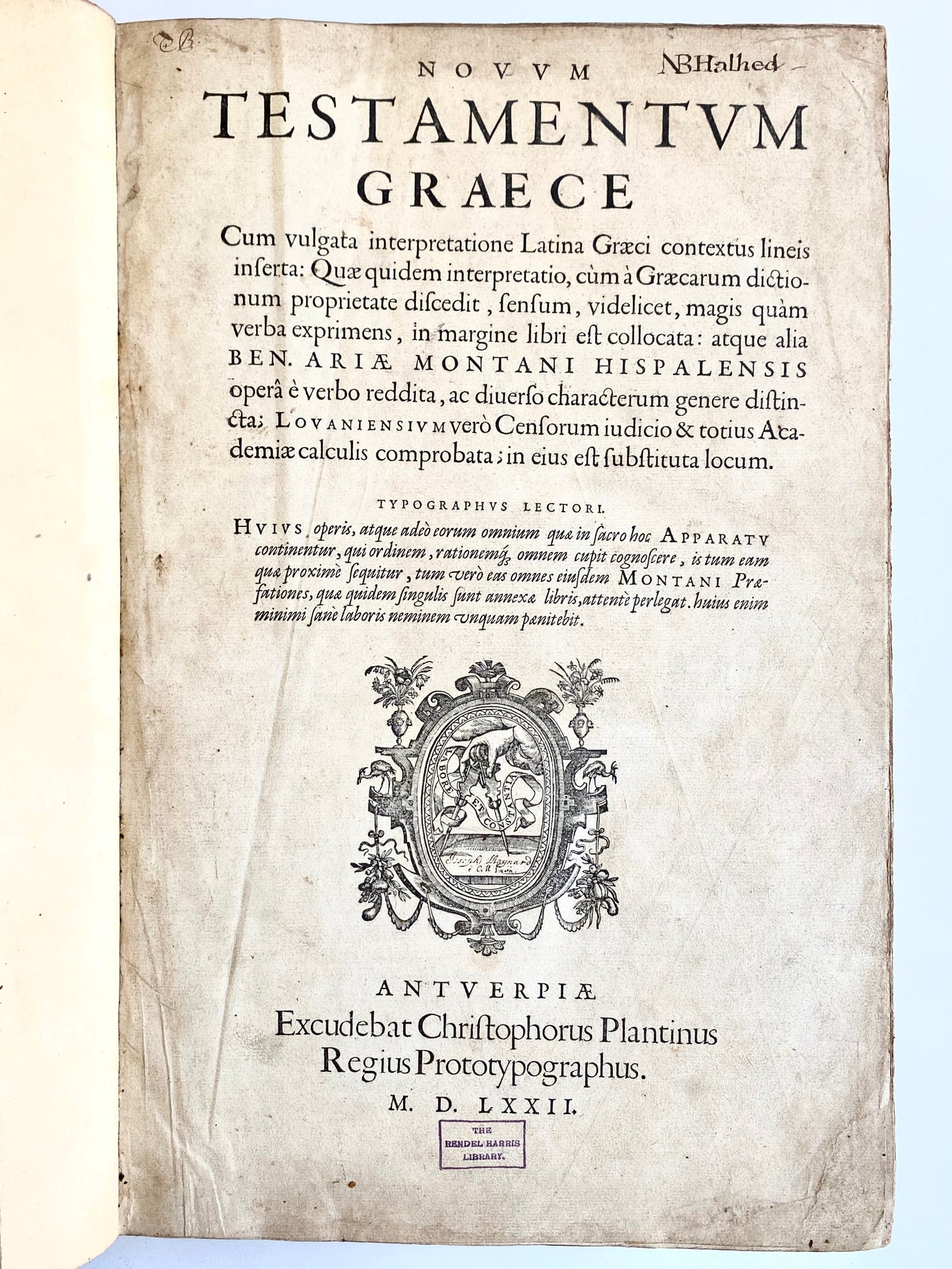 1572 CHRISTOPHER PLANTIN. Interlinear Old and New Testaments. The Greatest Biblical Printing of the Era.