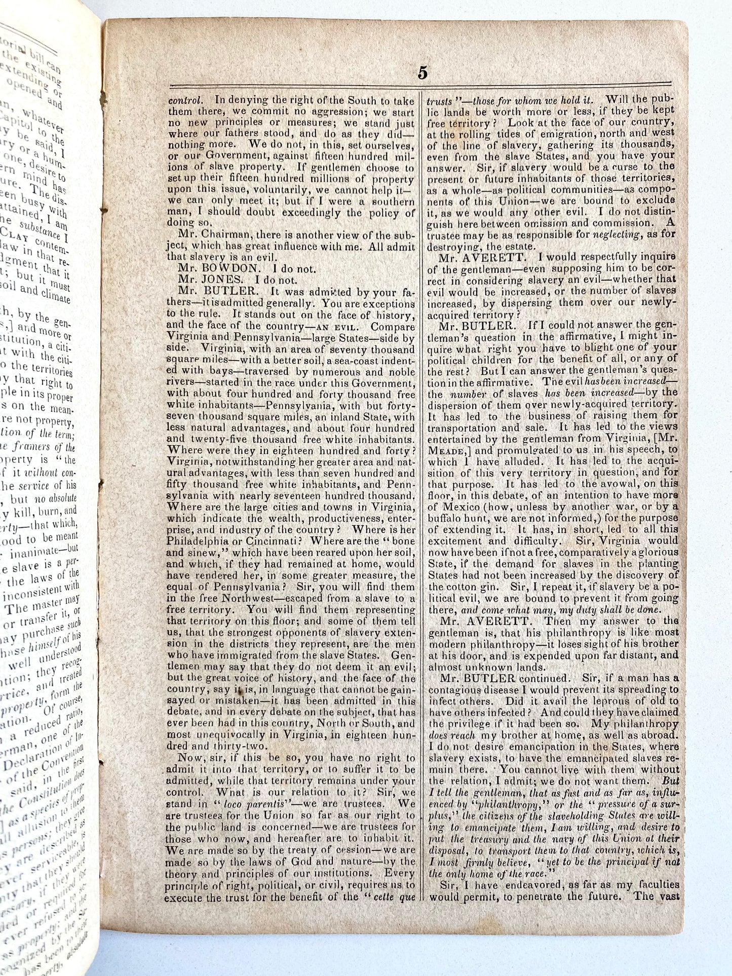 1850 FUGITIVE SLAVE ACT. T. B. Butler of Connecticut on "The Slave Question."