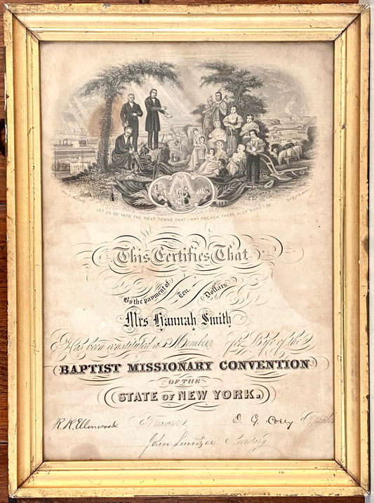 1840-1850 BAPTIST MISSIONARY. Important Early Baptist Missionary Convention Engraved Membership Large-Format Broadside.