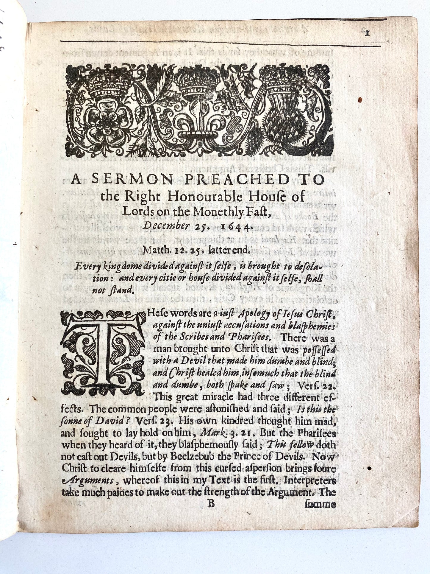 1645 EDMUND CALAMY. Westminster Assembly Puritan Argues Against Exclusive Christian Government - And Against Christmas!