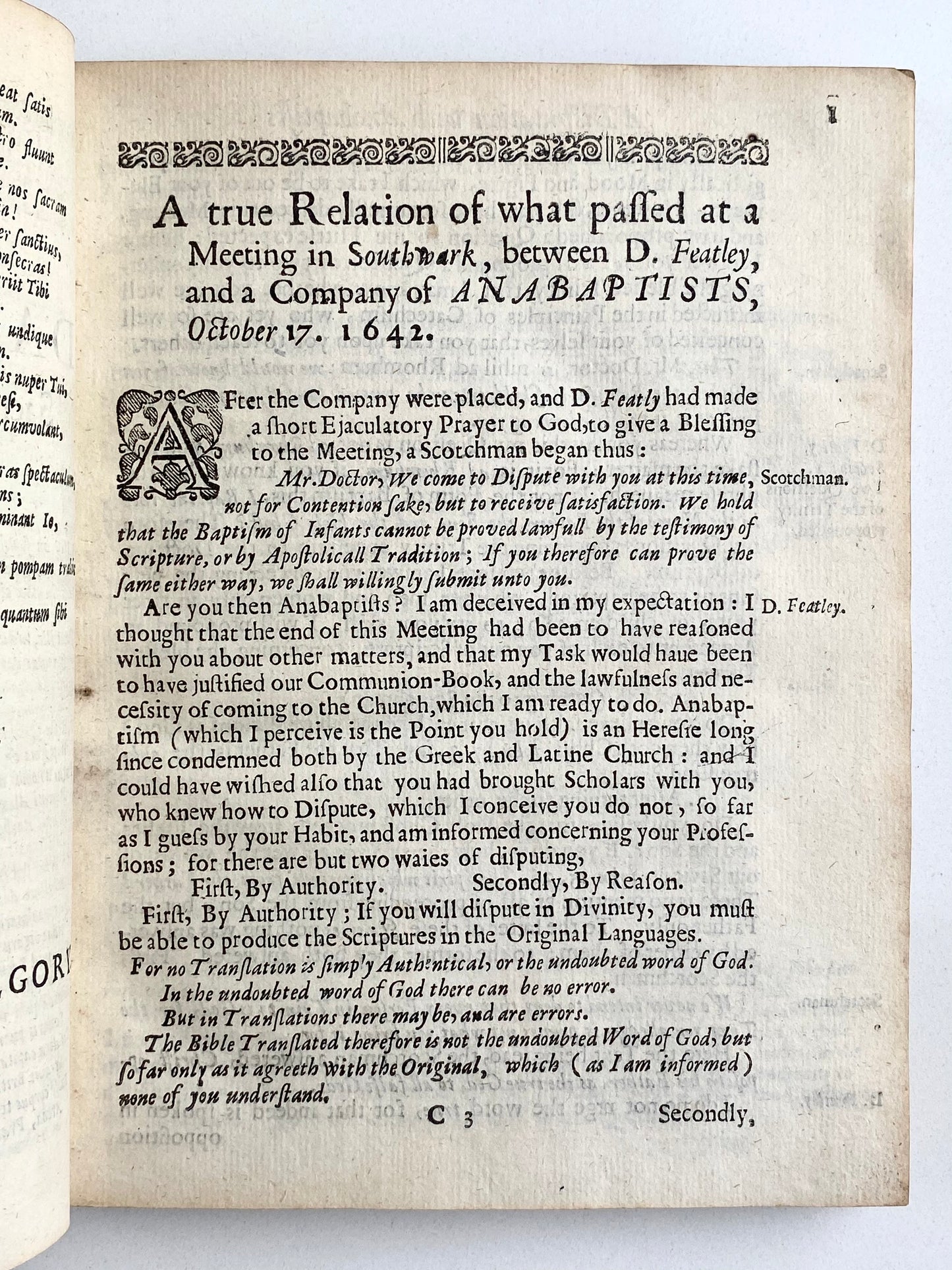 1660 DANIEL FEATLEY. The Dippers Dipt. Important Anti-Baptist Puritan Polemic. Scathing!