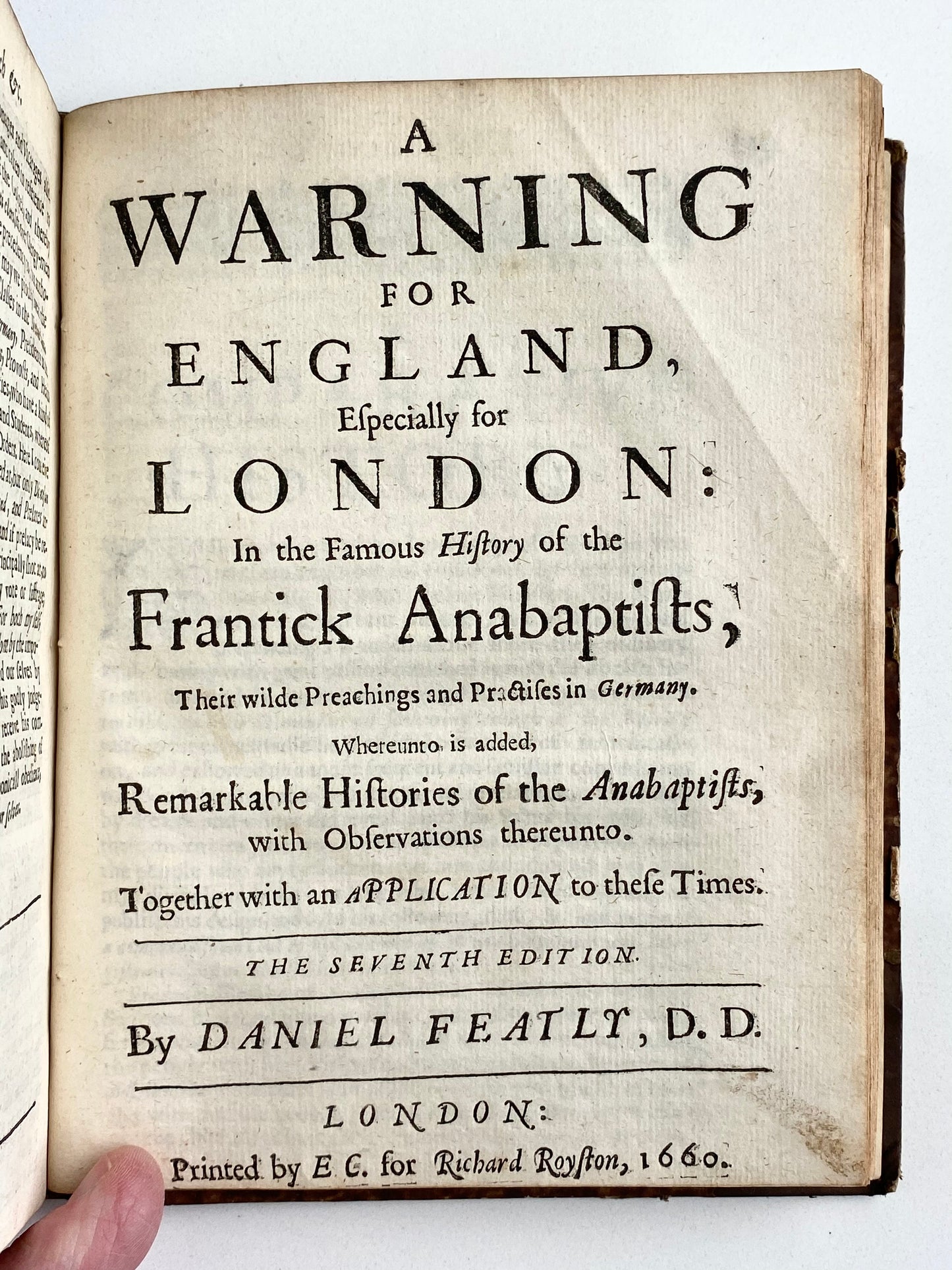 1660 DANIEL FEATLEY. The Dippers Dipt. Important Anti-Baptist Puritan Polemic. Scathing!