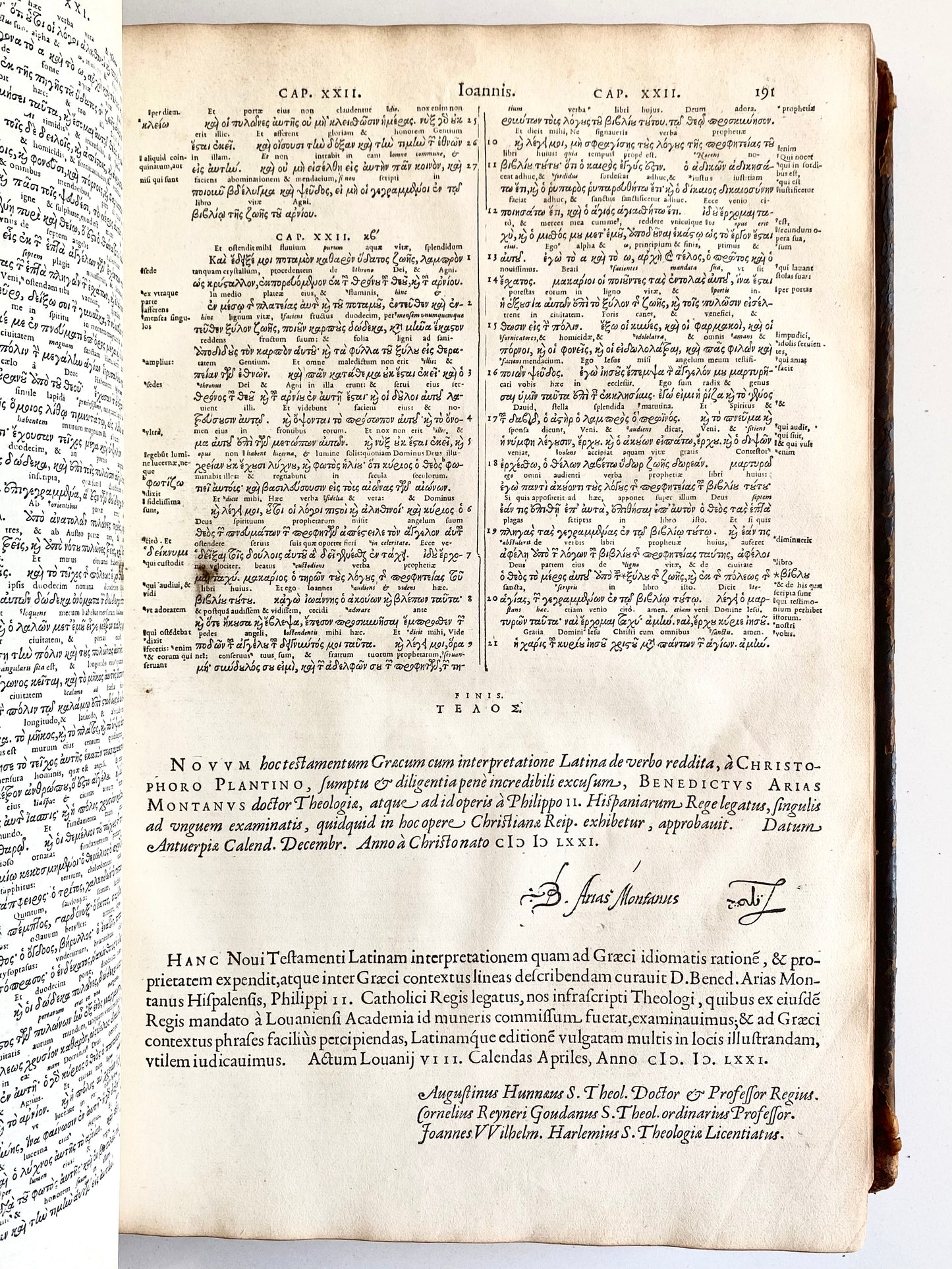 1572 CHRISTOPHER PLANTIN. Interlinear Old and New Testaments. The Greatest Biblical Printing of the Era.