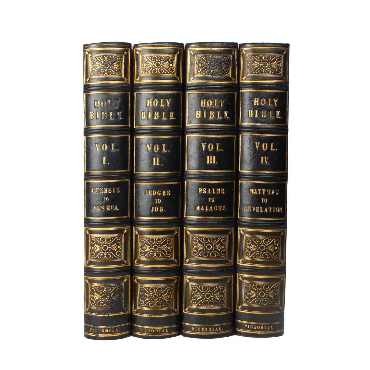 1847 JOHN KITTO. The Pictorial Bible in Four Straight-Grain Calf Bindings. Spurgeon Recommended