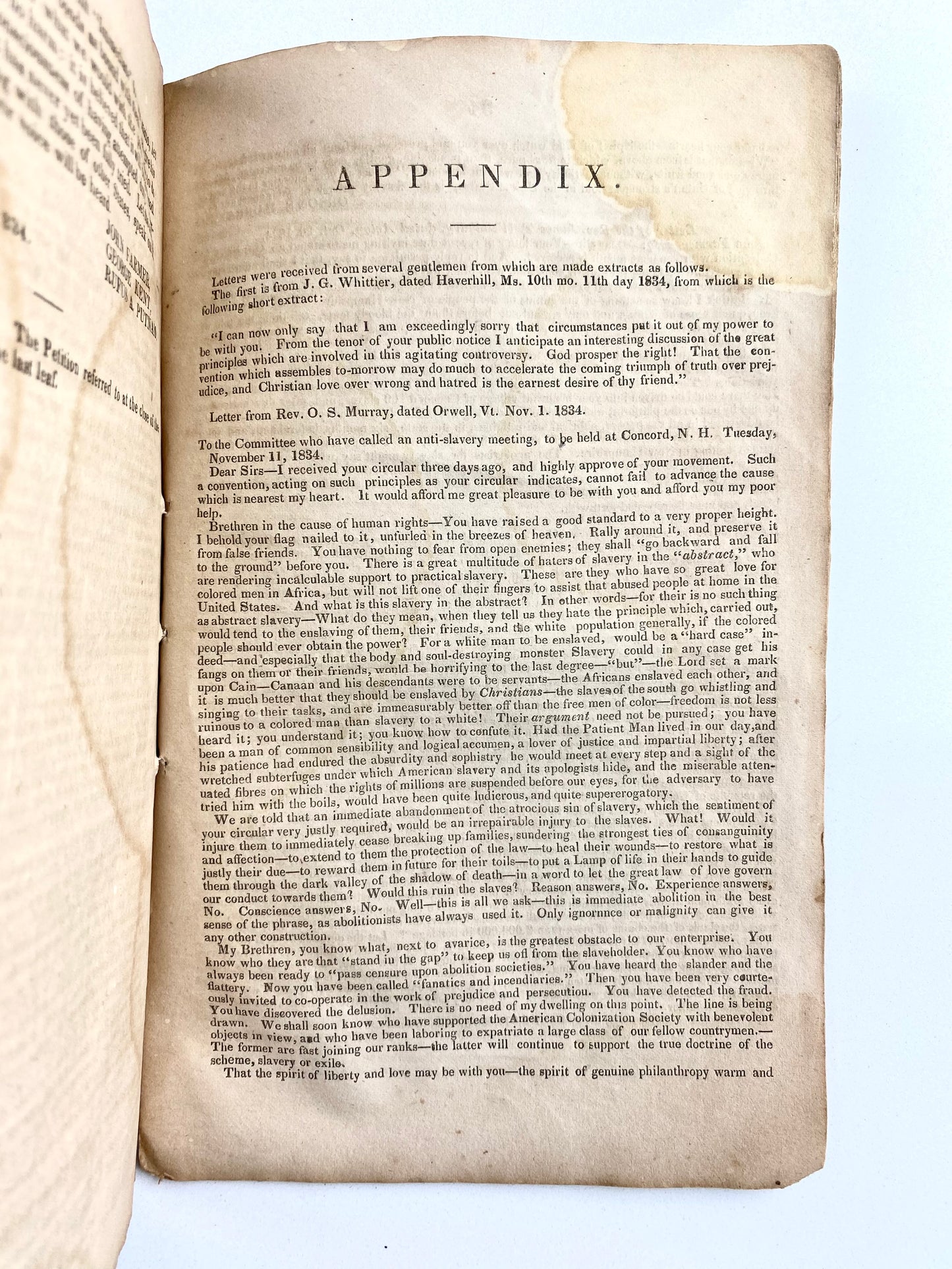 1834 SLAVERY & ABOLITION. Proceedings of the New Hampshire Anti-Slavery Convention. Scarce!