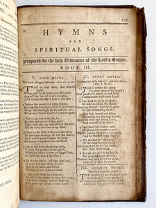 1791 ISAAC WATTS. Post-Revolutionary War "Americanized" Imprint of Watts' Psalms & Hymns.