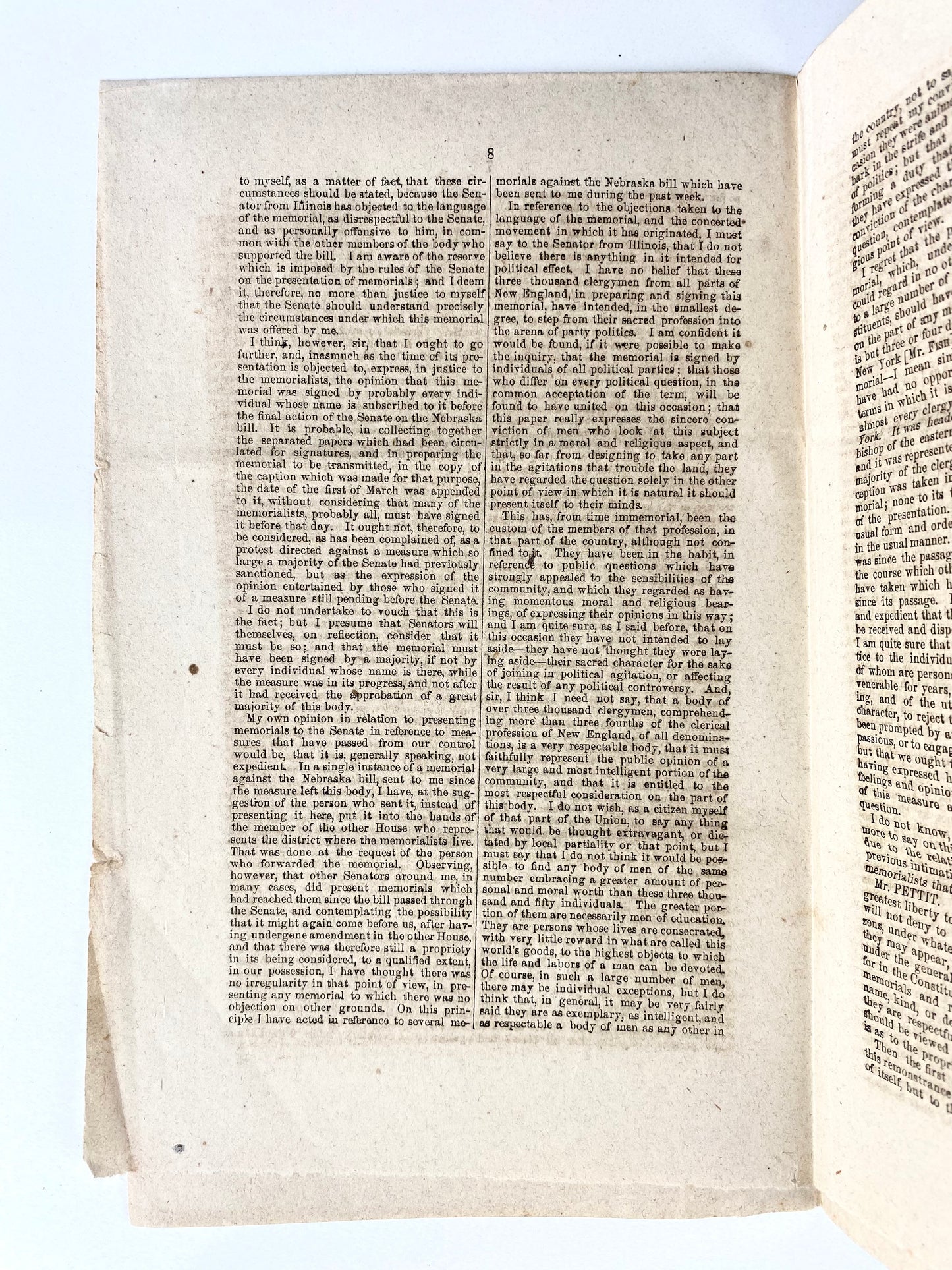 1854 3,000 CLERGY RESIST SLAVERY EXPANSION. Rare Clergy Petition against Catastrophic "Nebraska Bill."