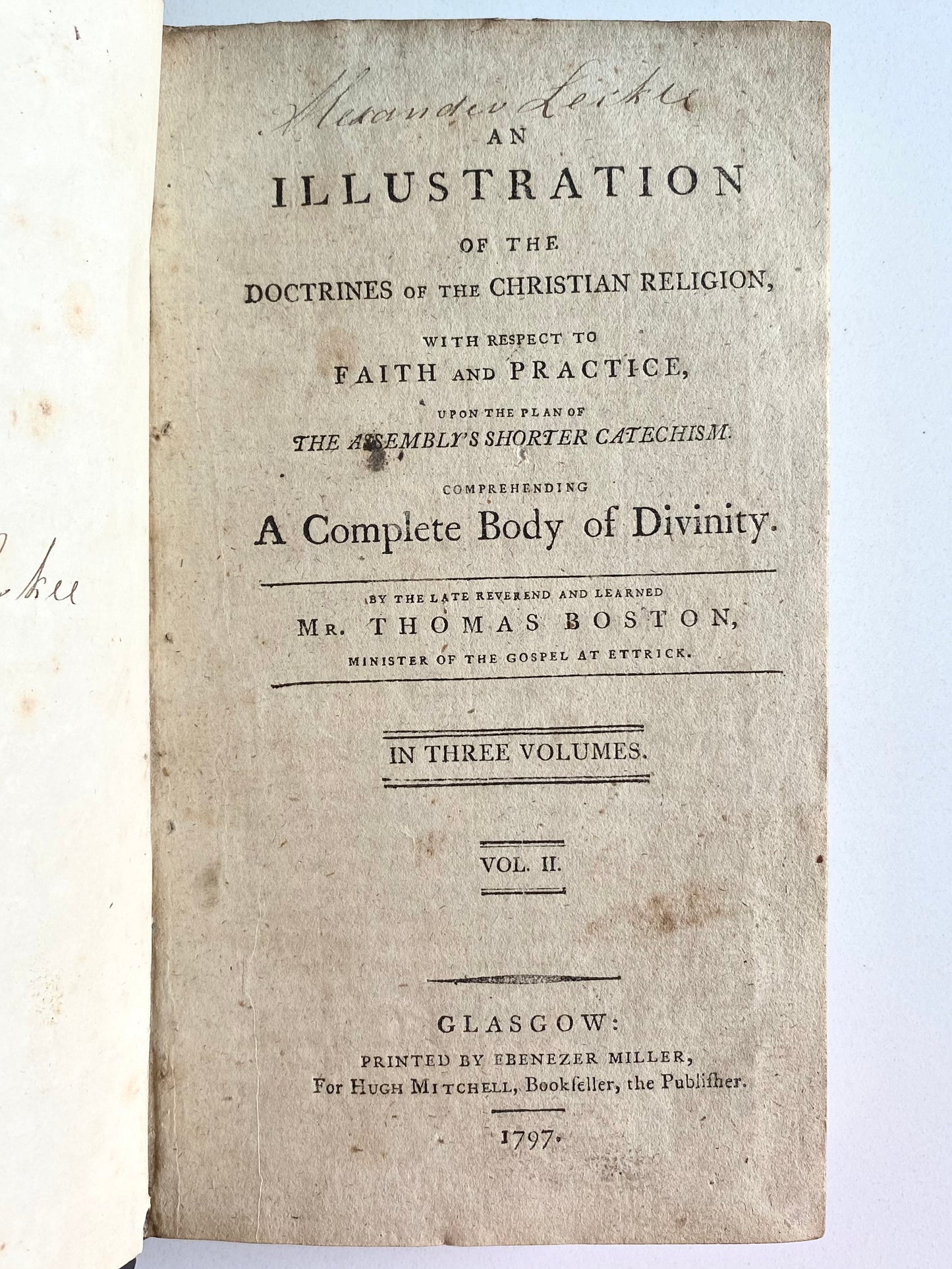 1797 THOMAS BOSTON. A Complete Body of Westminster Assembly Divinity. Rare Scottish Theology.