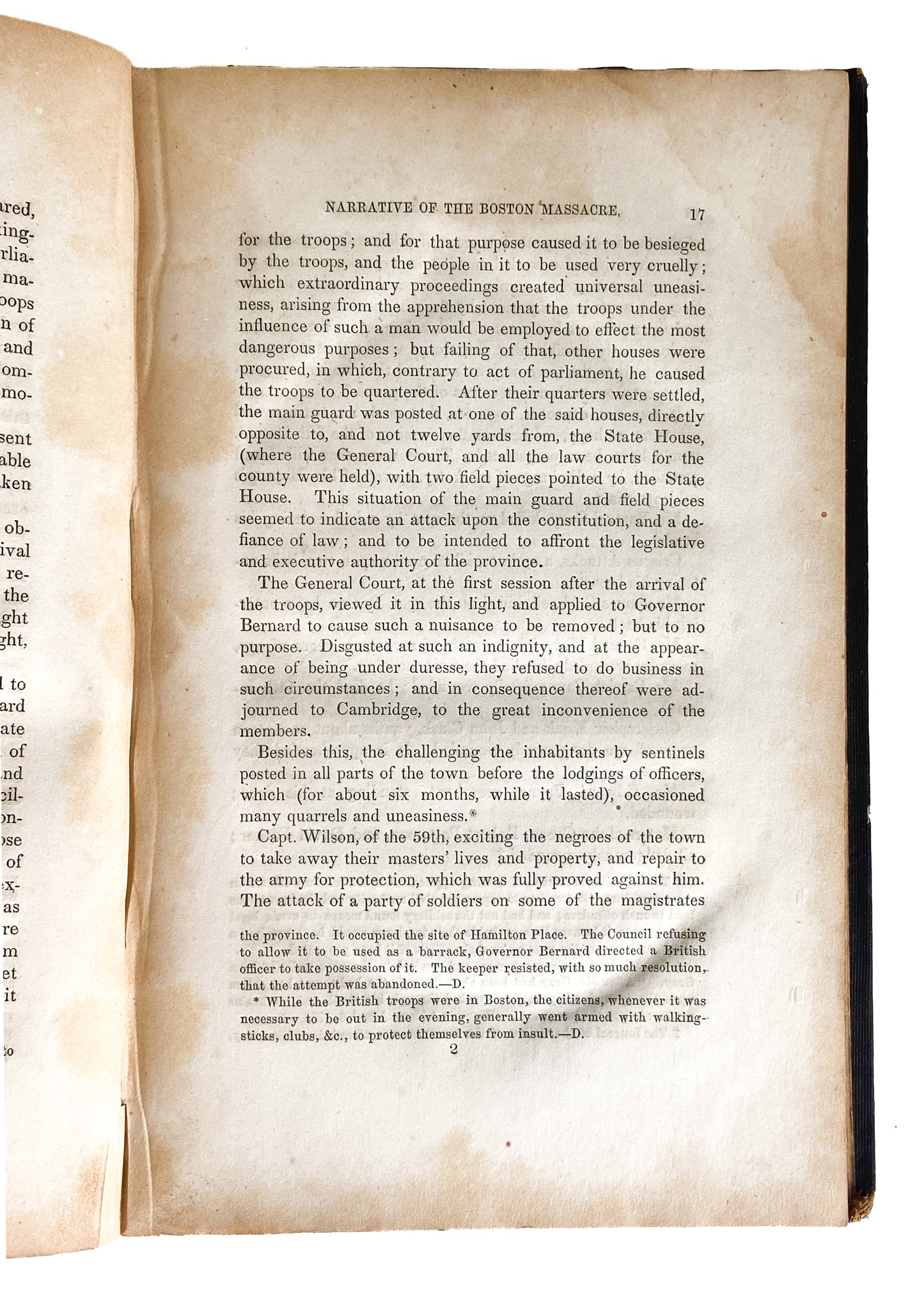 1770 / 1849 BOSTON MASSACRE. A Narrative of the Horrid Massacre in Boston, 1770 w/Fold-Out Map &c.