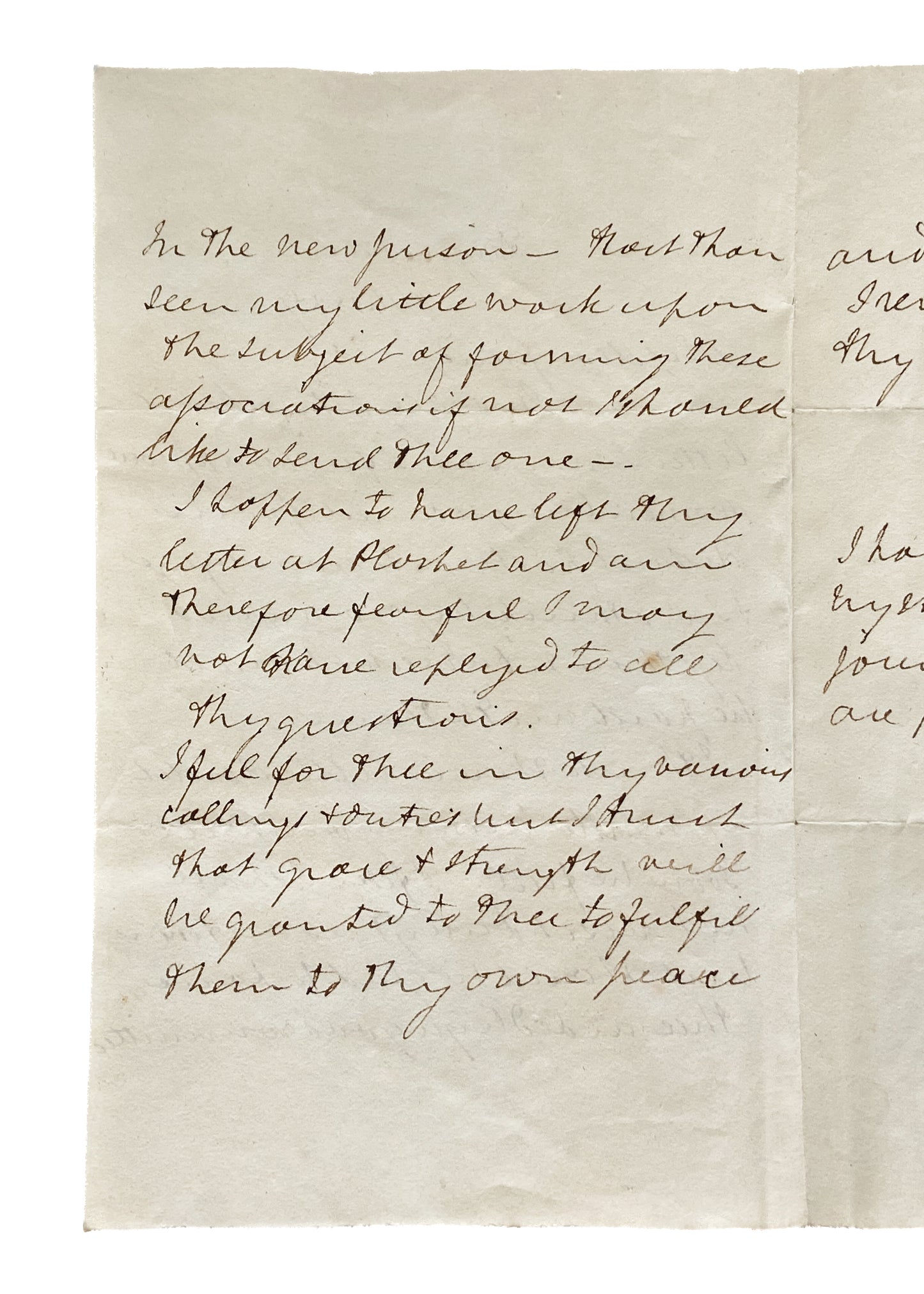 1827 ELIZABETH FRY. Letter to Lady Derby Re: House of Refuge for Prostitutes, Female Prisoners.