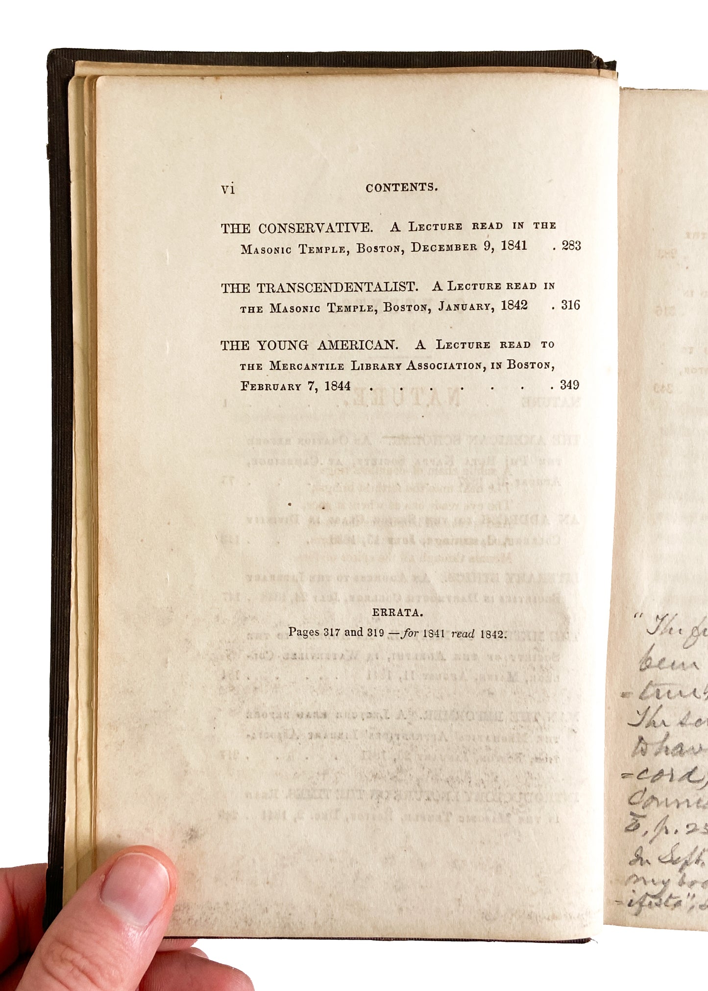 1849 RALPH WALDO EMERSON. Lectures and Addresses on Nature. First Edition with Superb Provenance.