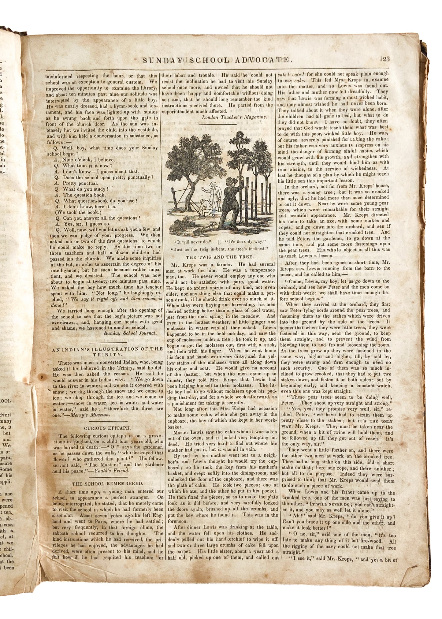 1842 SUNDAY SCHOOL ADVOCATE. Methodist Periodical with Missionary, Slavery, and Americana Content.