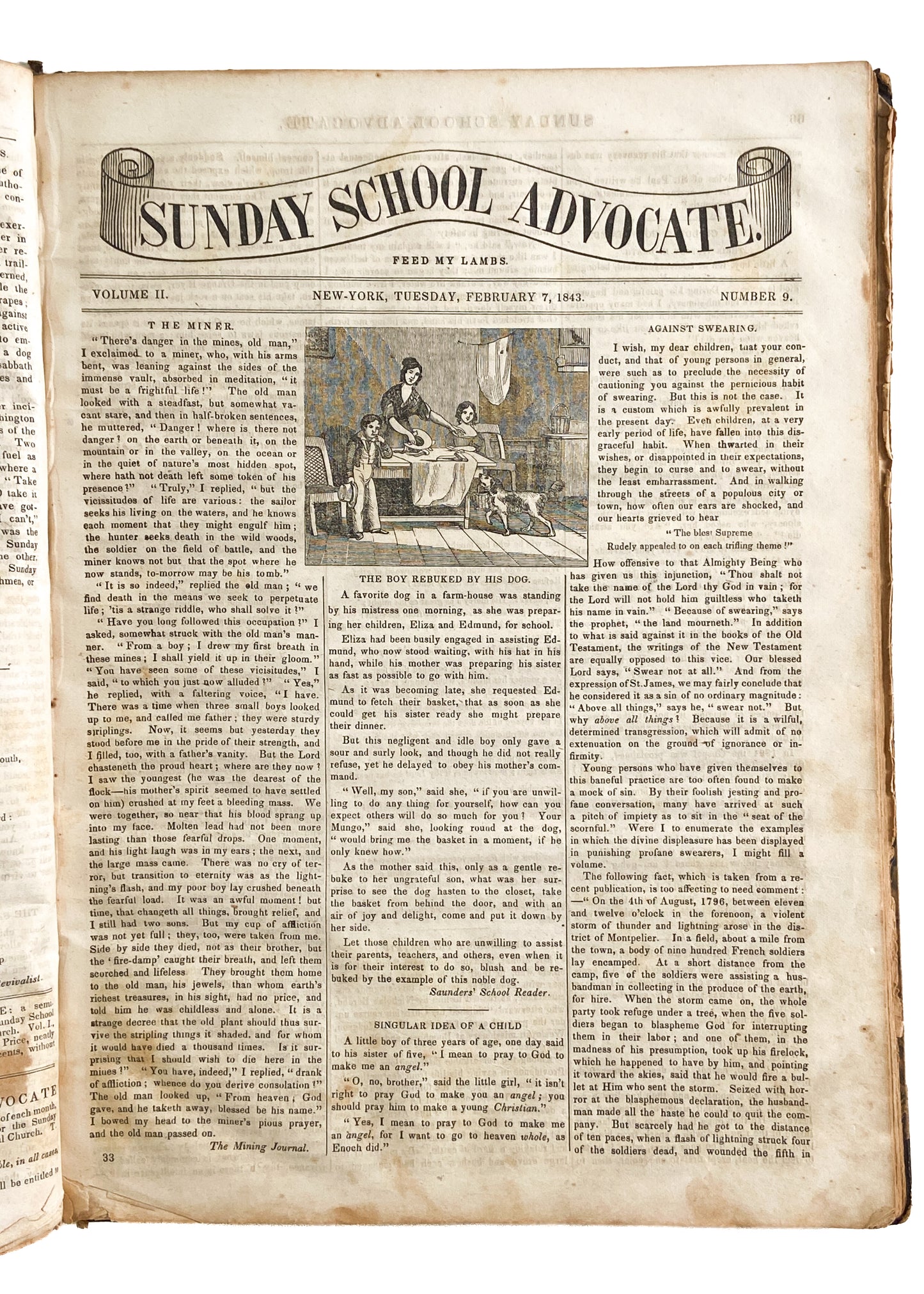 1842 SUNDAY SCHOOL ADVOCATE. Methodist Periodical with Missionary, Slavery, and Americana Content.