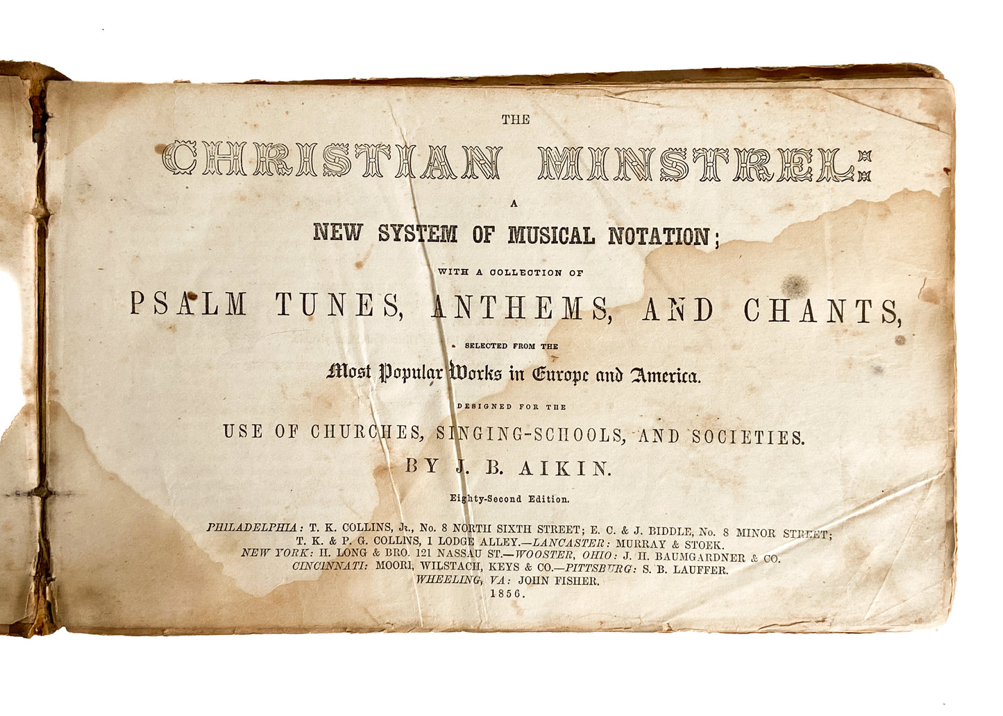 1856 CHRISTIAN MINSTREL. Fascinating Original & Innovative "Shape Note" Hymnal