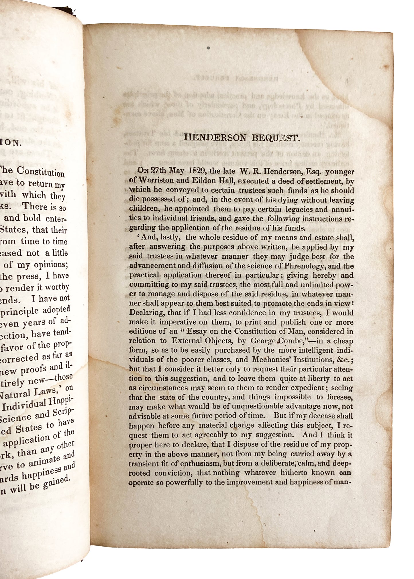 1856 PHRENOLOGY & MORAL REFORM. George Combe on the Constitution of Man and Means of Improvement.