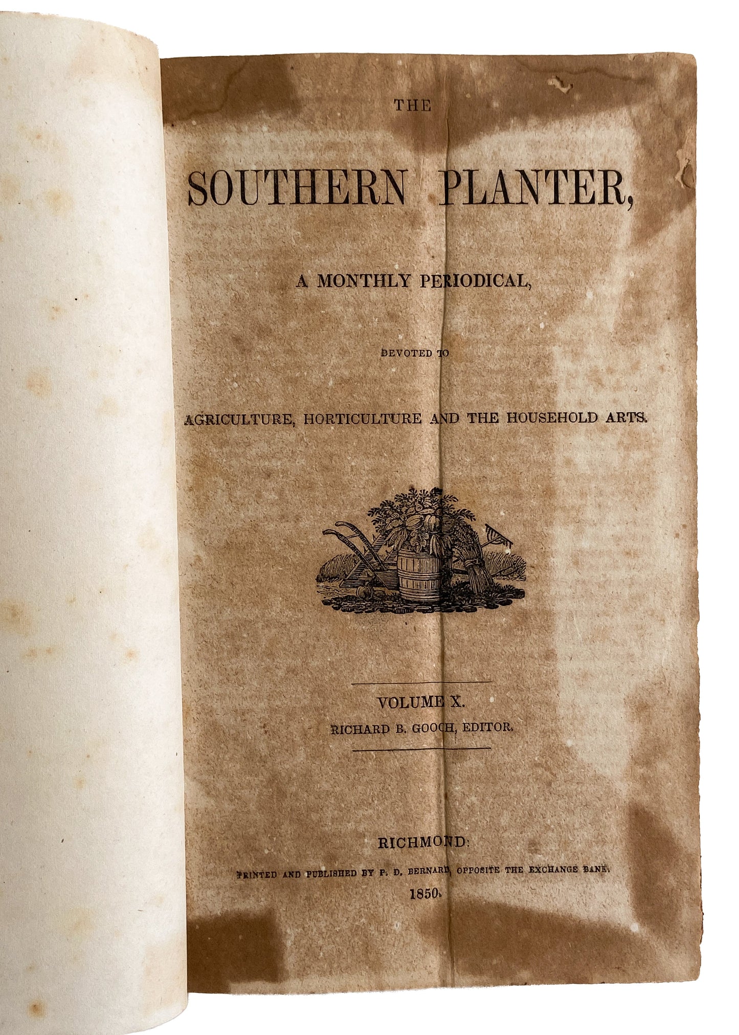 1850 SOUTHERN PLANTER. Important Virginia Tobacco Plantation Periodical. Slavery, Farm Innovation, etc.,