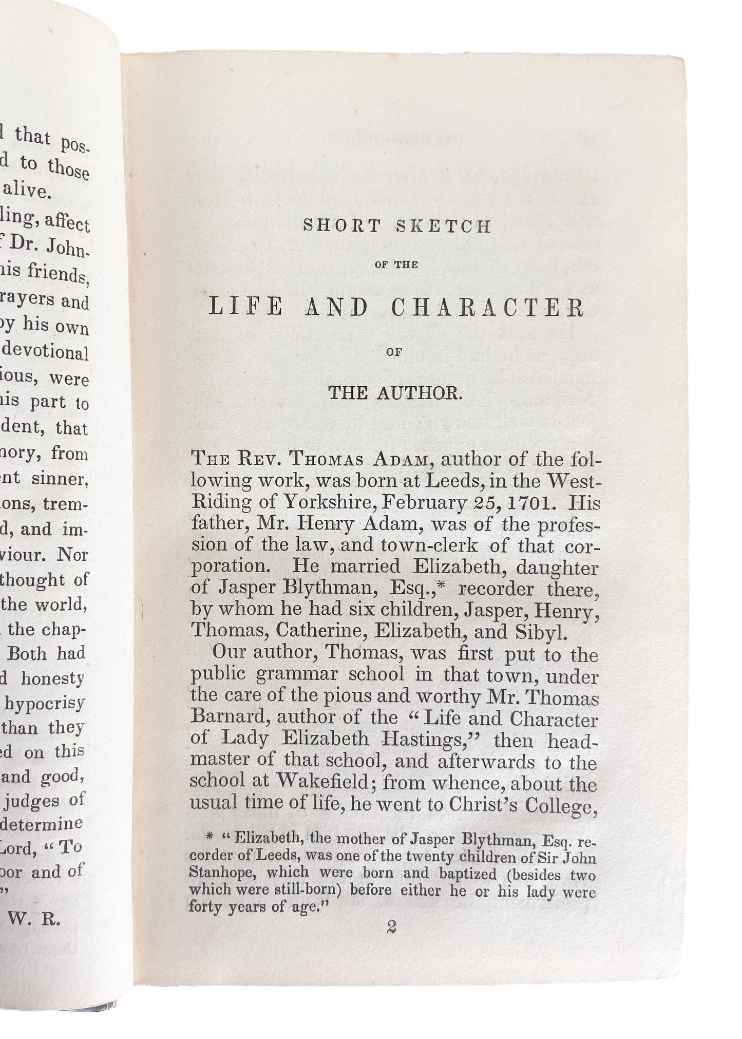 1843 THOMAS ADAM. Robert Murray M'Cheyne Recommended "Private Thoughts on Religion."