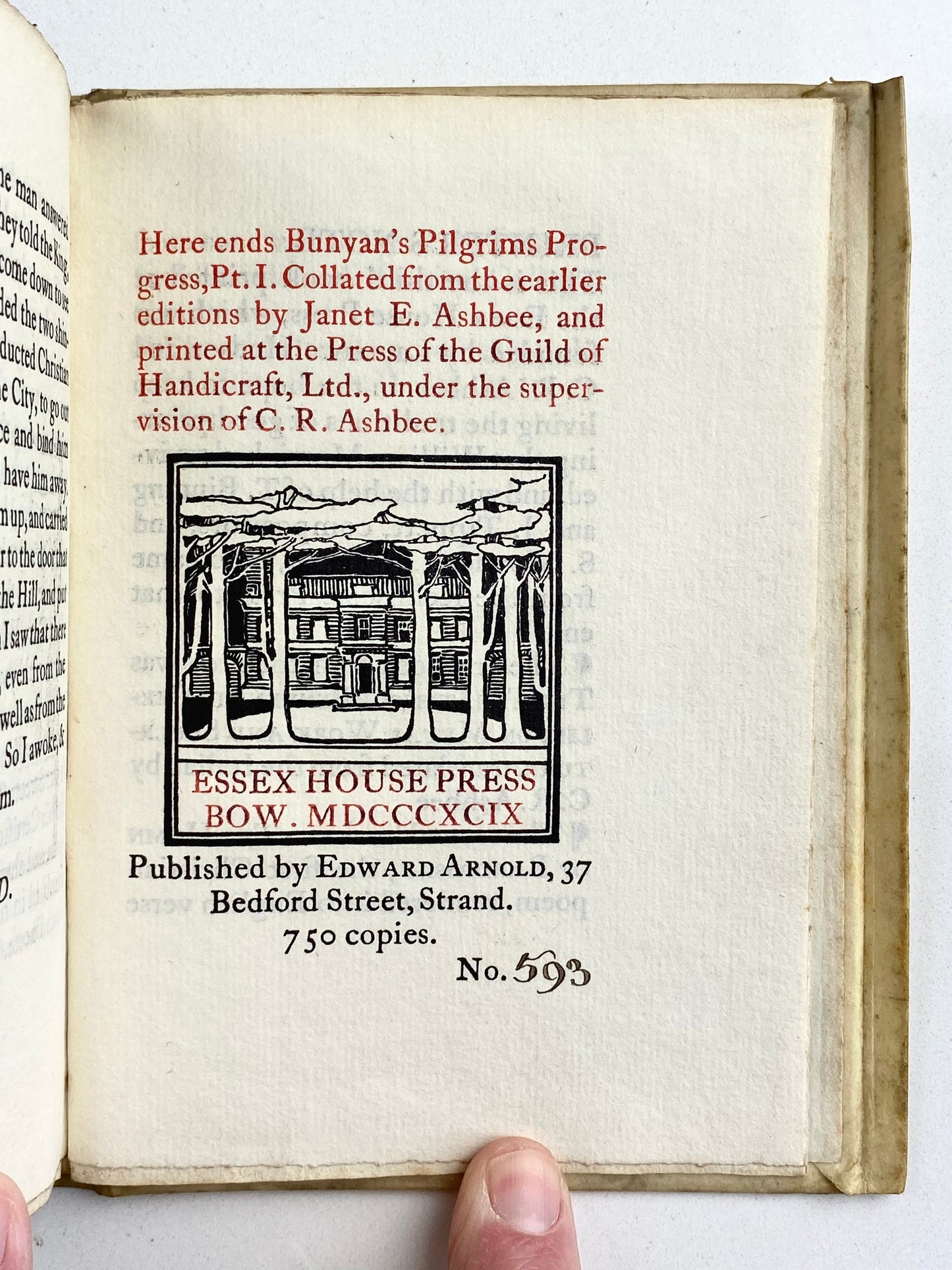 1899 JOHN BUNYAN. Limited Edition of PIlgrim's Progress in Vellum by Essex House Press. Beauty!