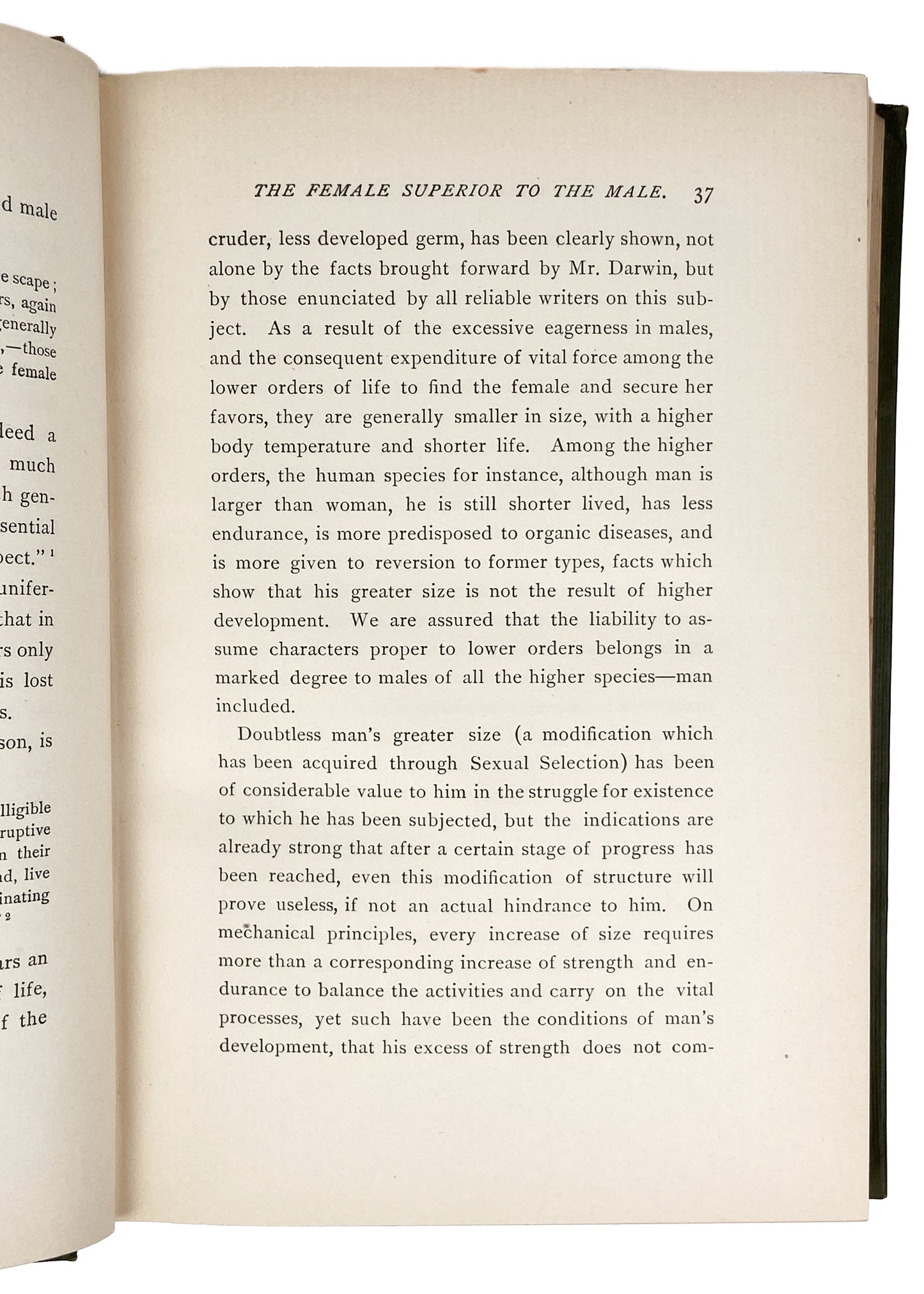 1894 ELIZA BURT GAMBLE. Woman Proved Superior to Man by Darwinian Evolution. Important Feminist Work.