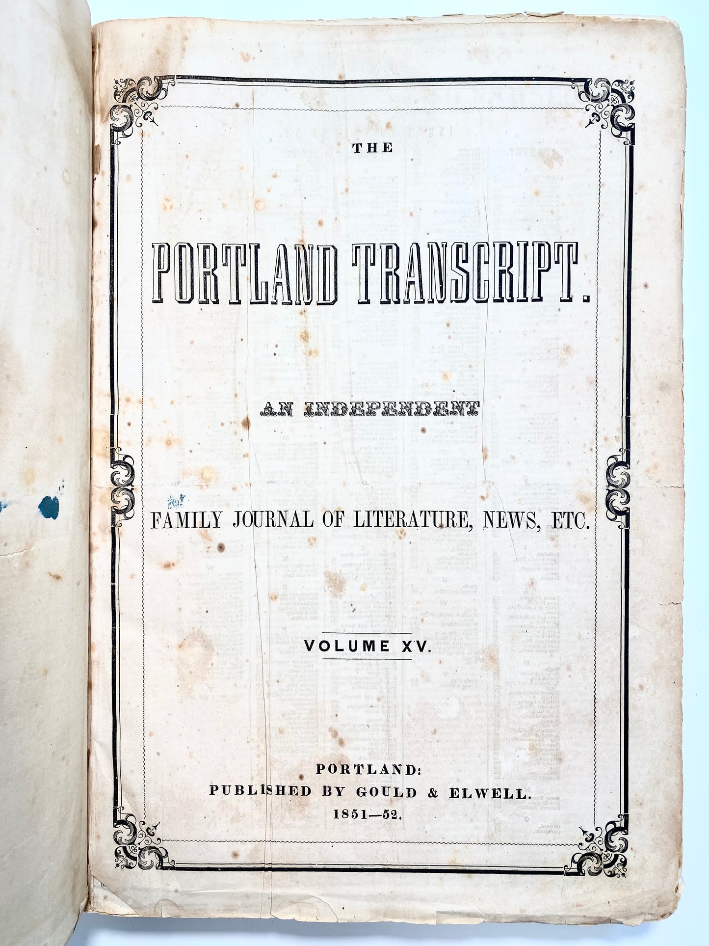 1851 PORTLAND TRANSCRIPT NEWSPAPER. Mormonism, Negros, P. T. Barnum, Spirit Rapping & Ghosts, etc.