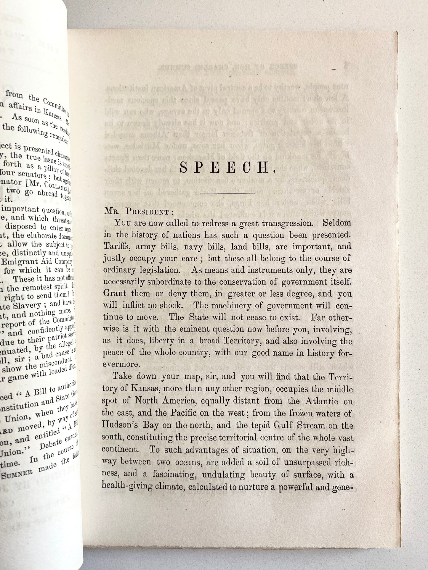 1856 SLAVERY. The Speech that God Charles Sumner Beat Unconscious on the Senate Floor!