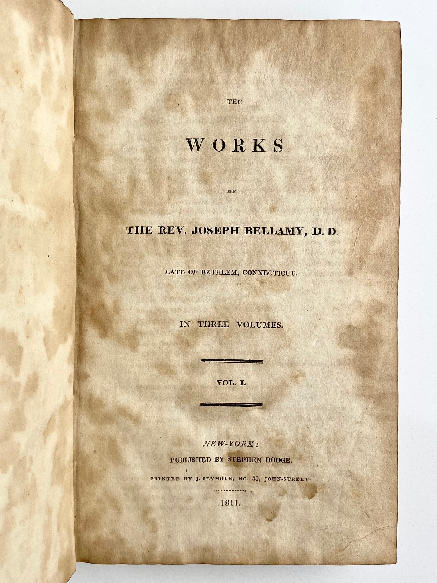 1811 JONATHAN EDWARDS / JOSEPH BELLAMY. The Works of Jonathan Edwards Most Important Theological Student.