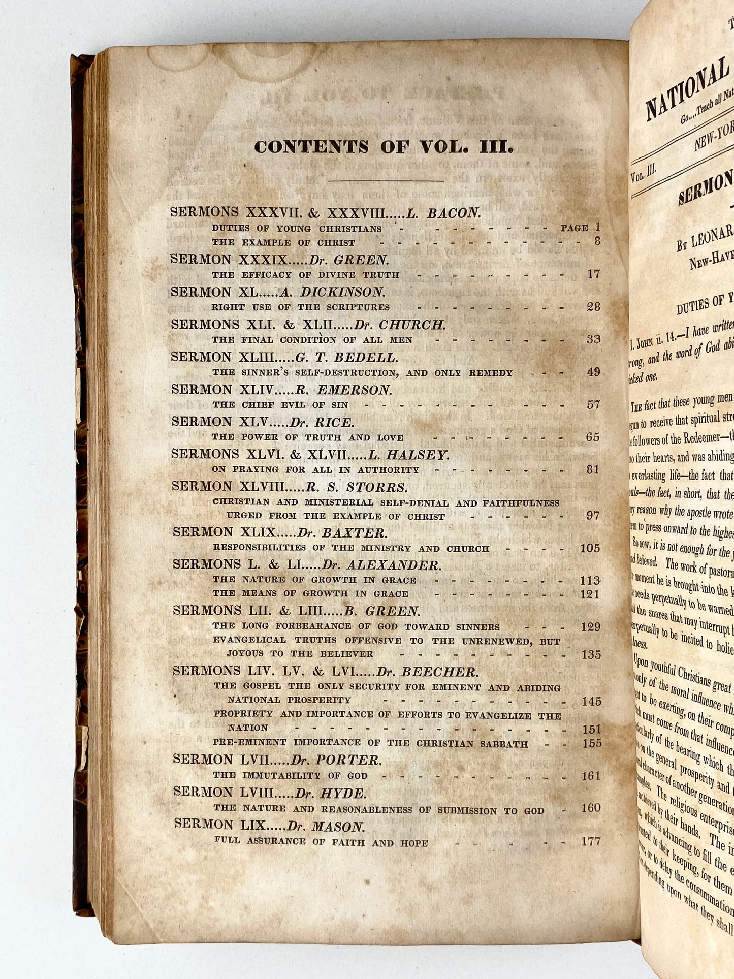 1826-1829 THE NATIONAL PREACHER. Three Years of the Best of the American Pulpit. Superb!