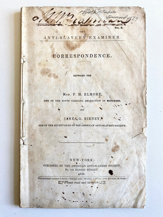 1838 ANTI-SLAVERY EXAMINER. Female Abolitionist, M. W. Chapman's Copy!