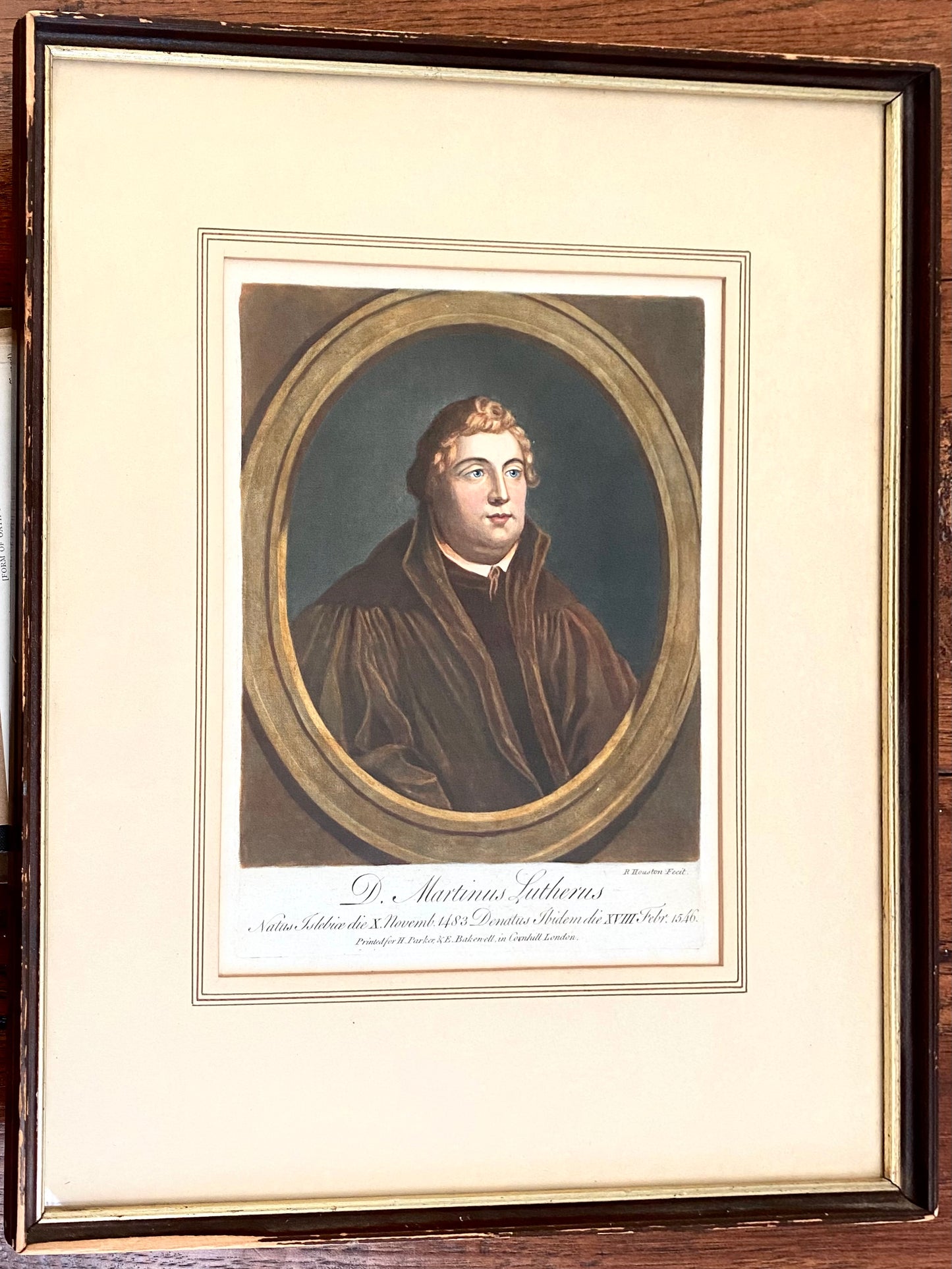 1759 MARTIN LUTHER. Folio Hand-Colored Engraving in Superb Condition.