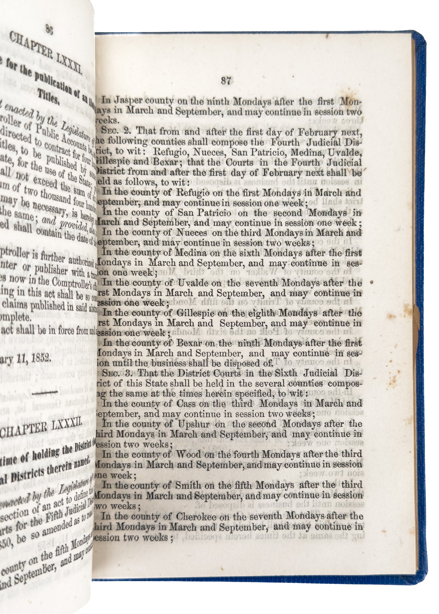 1851-1853 TEXAS & SLAVERY. Rare Group of Four Early Texas Government Works Affecting Slaves.