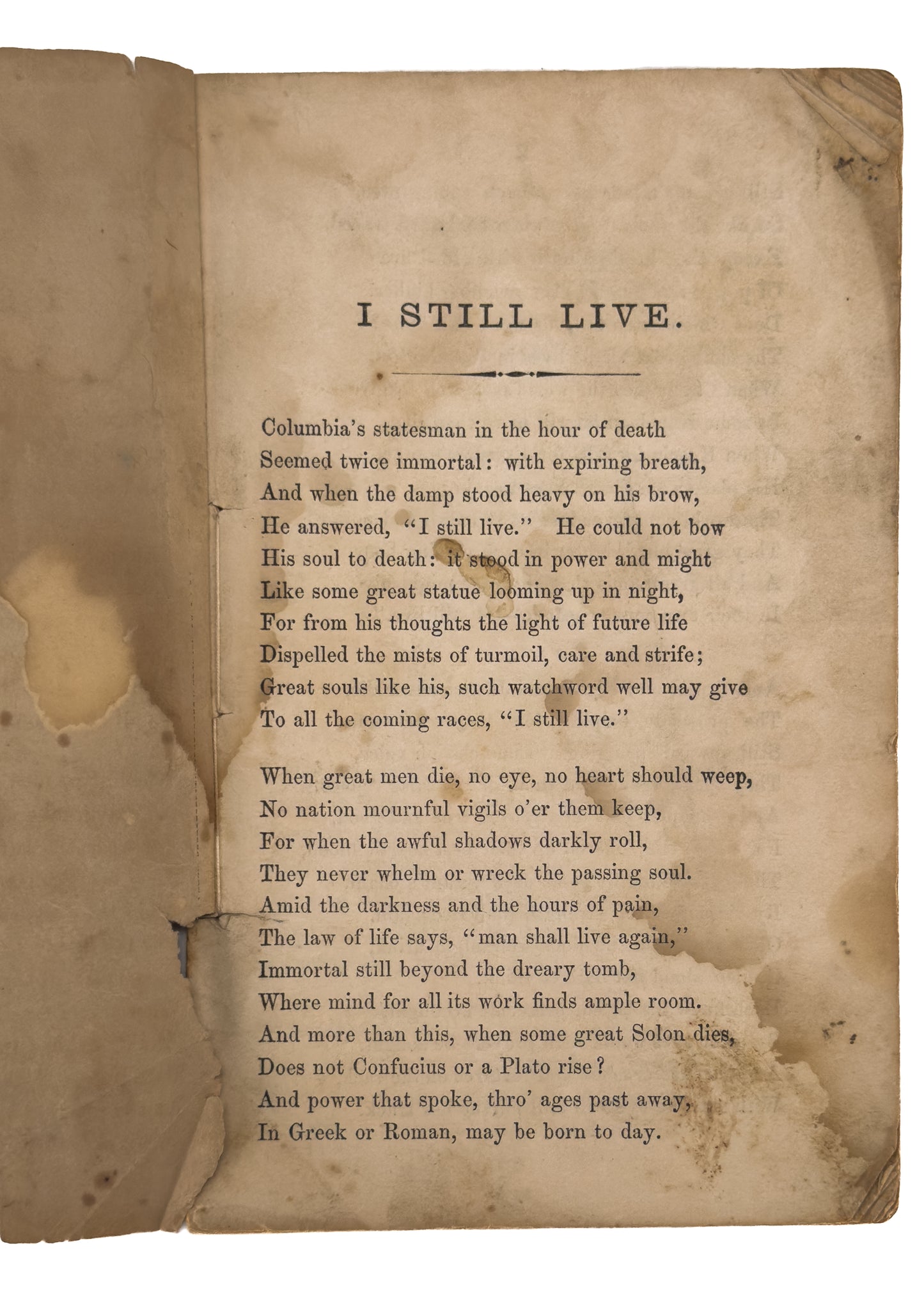 1862 ACHSA W. SPRAGUE. I Still Live. Rare Spiritualist Says Founding Fathers Working for Abolition from the Grave.