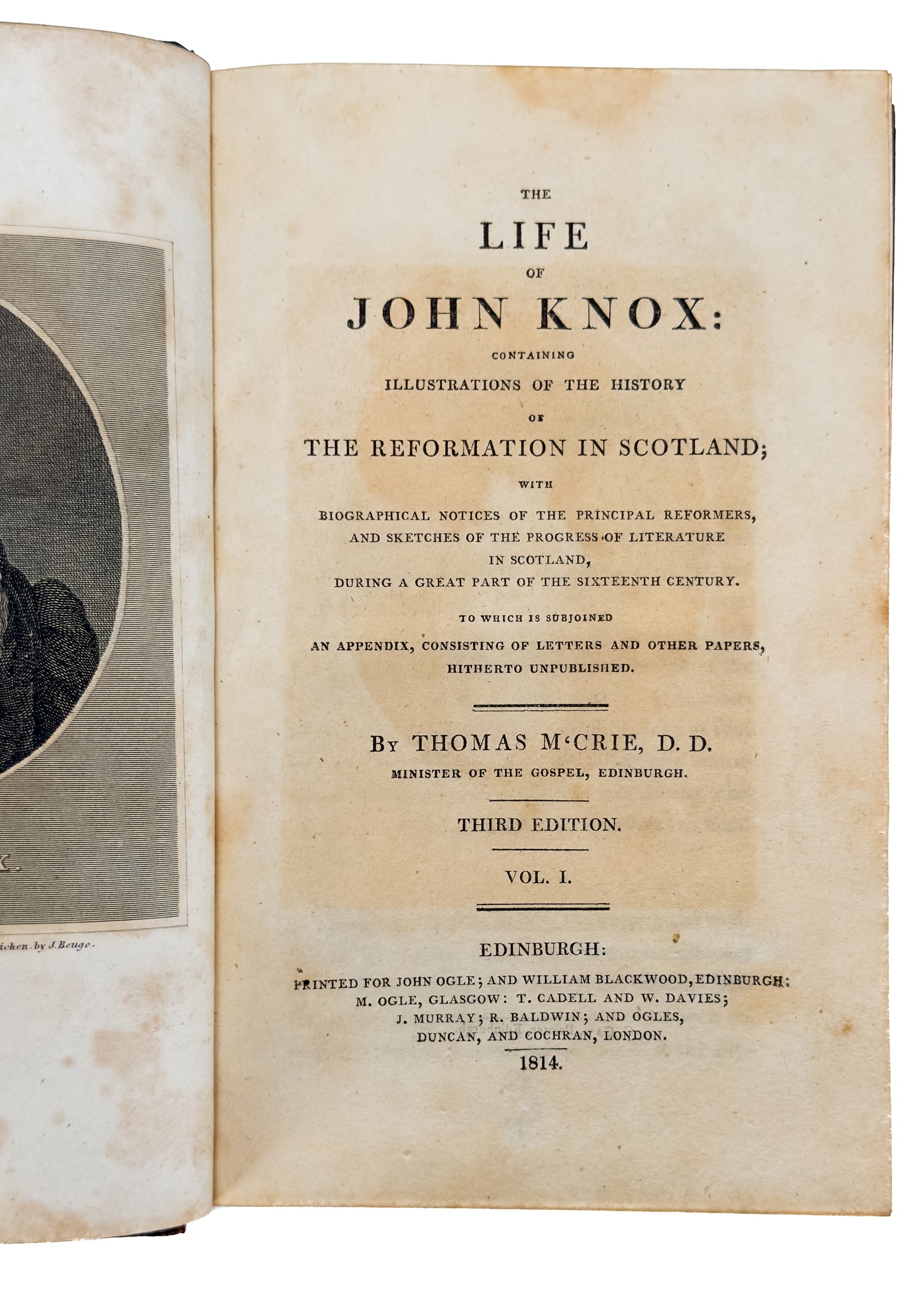 1814 JOHN KNOX - SCOTTISH REFORMATION. Life of John Knox by M'Crie in Fine Leather!