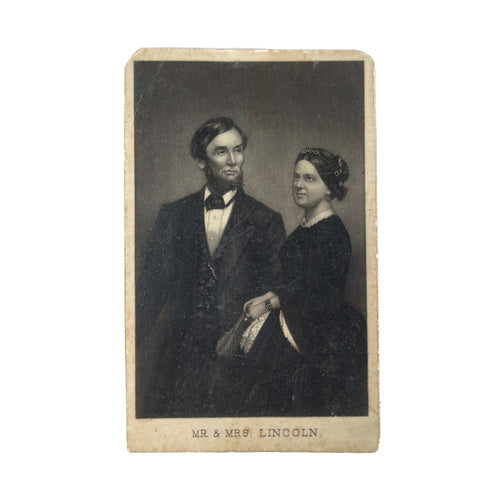 1861 ABRAHAM & MARY TODD LINCOLN. Early Illinois Carte de Visite Celebrating Election.
