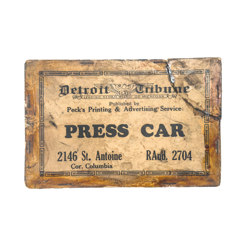 1931 DETROIT TRIBUNE. Rare Press Pass for Detroit's 