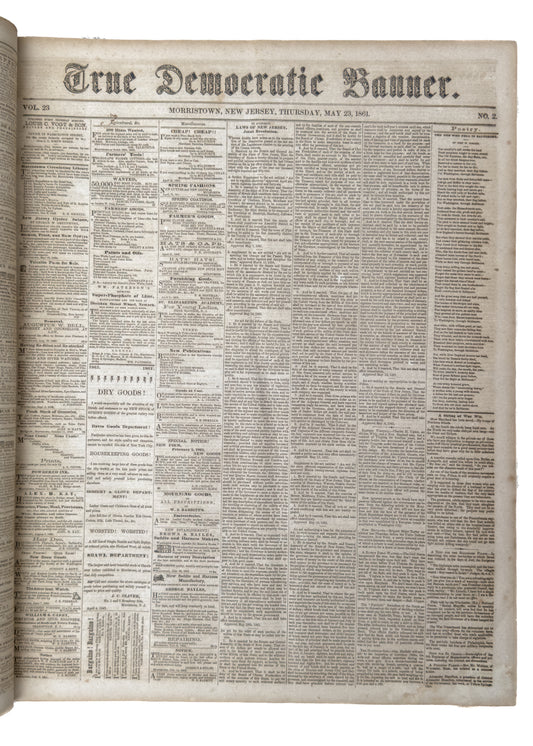 1861 CIVIL WAR. Entire Year of the TRUE DEMOCRATIC BANNER. Abraham Lincoln, Slavery, Confederacy, &c