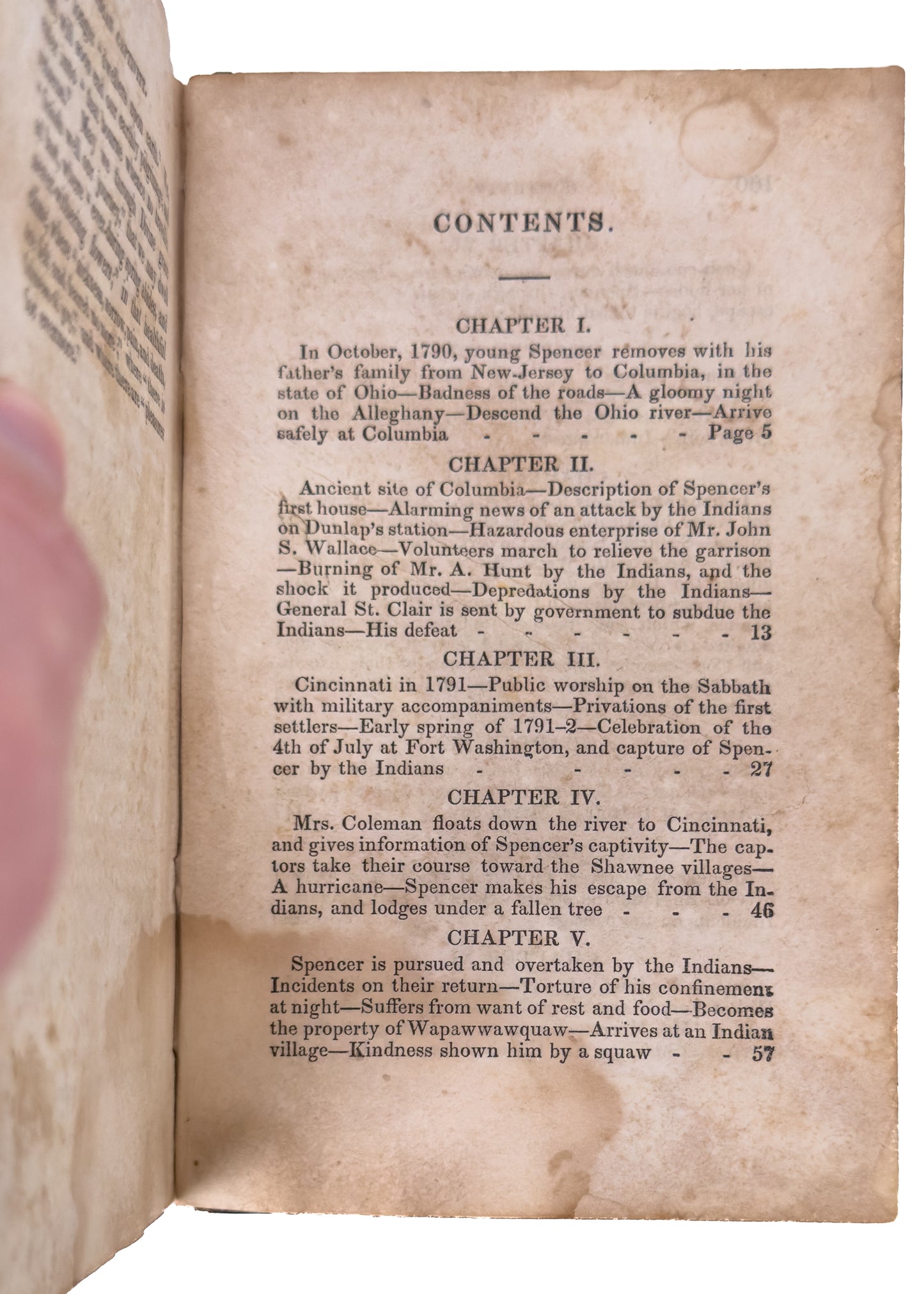 1852 CAPTURED BY INDIANS. True Narrative of the Capture of O. M. Spencer by the Indians of Cincinnati