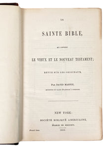 1900 FRENCH BIBLE. In Fine Binding and Owned by Michigan Representative.