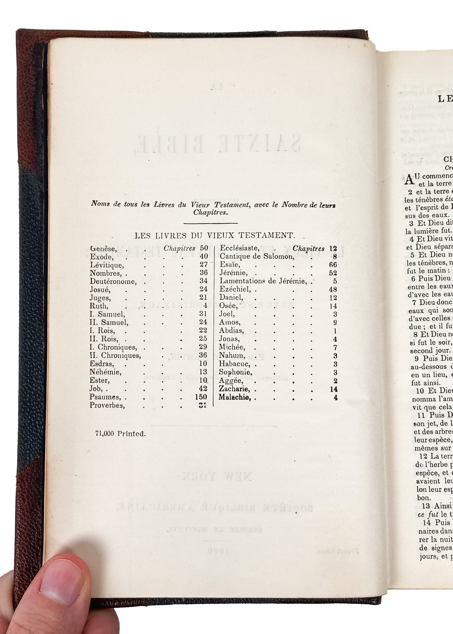 1900 FRENCH BIBLE. In Fine Binding and Owned by Michigan Representative.