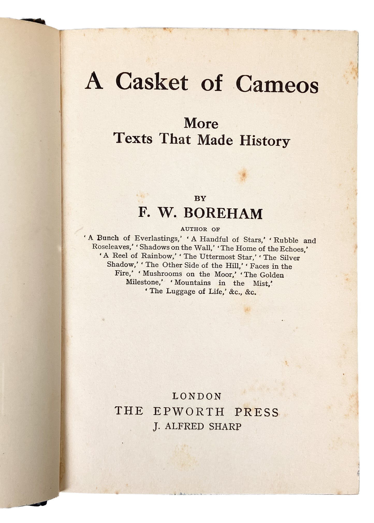 1926 F. W. BOREHAM. A Casket of Cameos in Fine Period Prize Leather Binding.